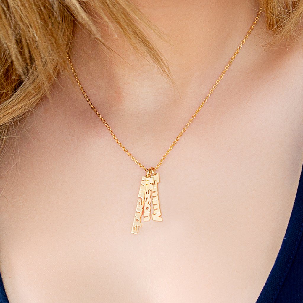 Vertical Mini Name Plates Necklace