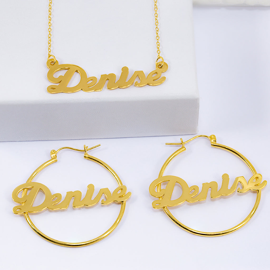Hoop Name Earring and Necklace Set