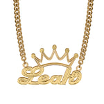 DOUBLE PLATED CROWN NAME NECKLACE