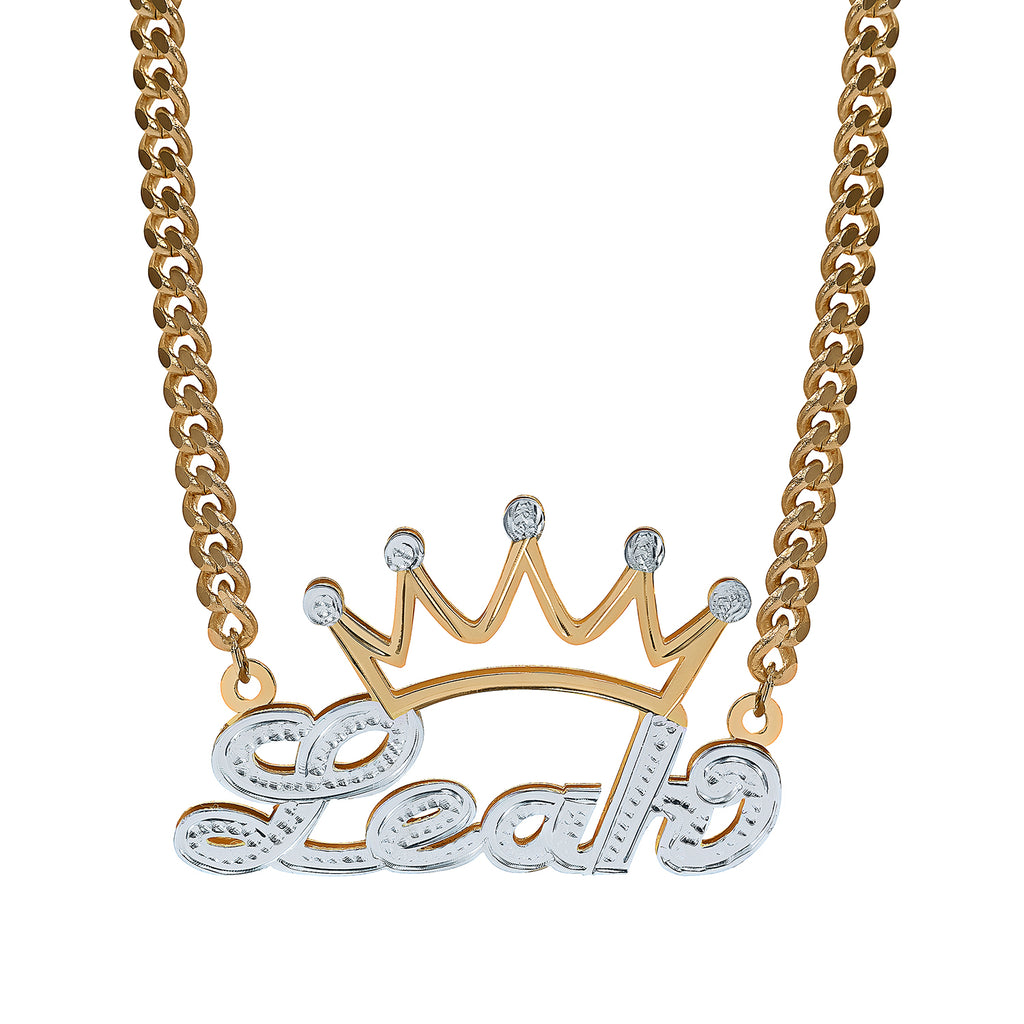 DOUBLE PLATED CROWN NAME NECKLACE