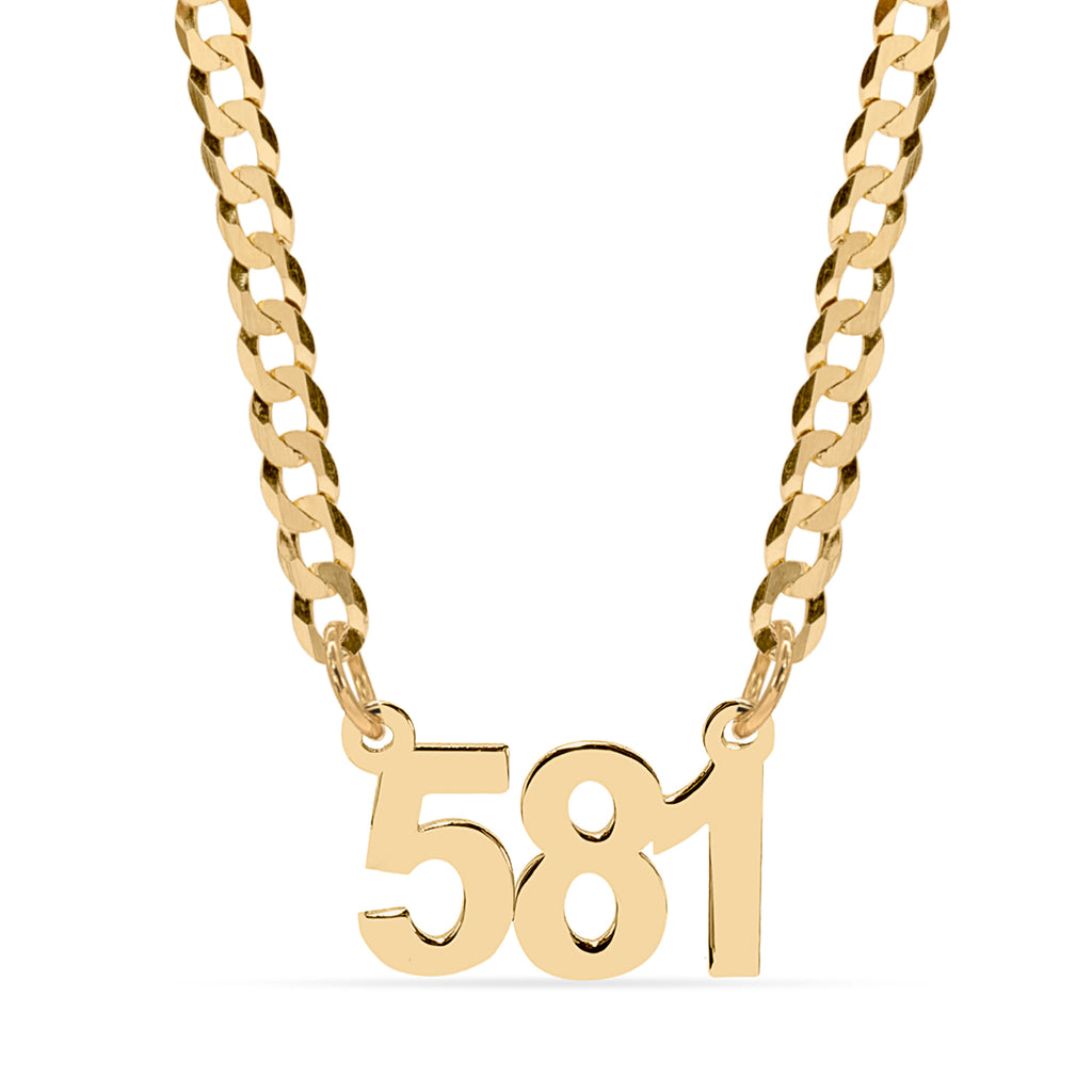 MINI NUMBERS NECKLACE W/ CUBAN CHAIN