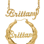 Personalized Set of Necklace and Bamboo Earrings