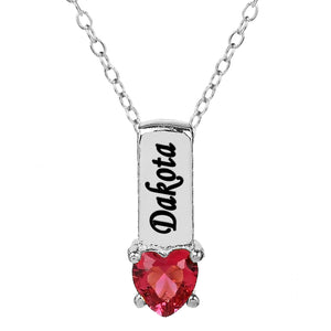 Mother's Necklace with Heart Shape Birthstone Charm