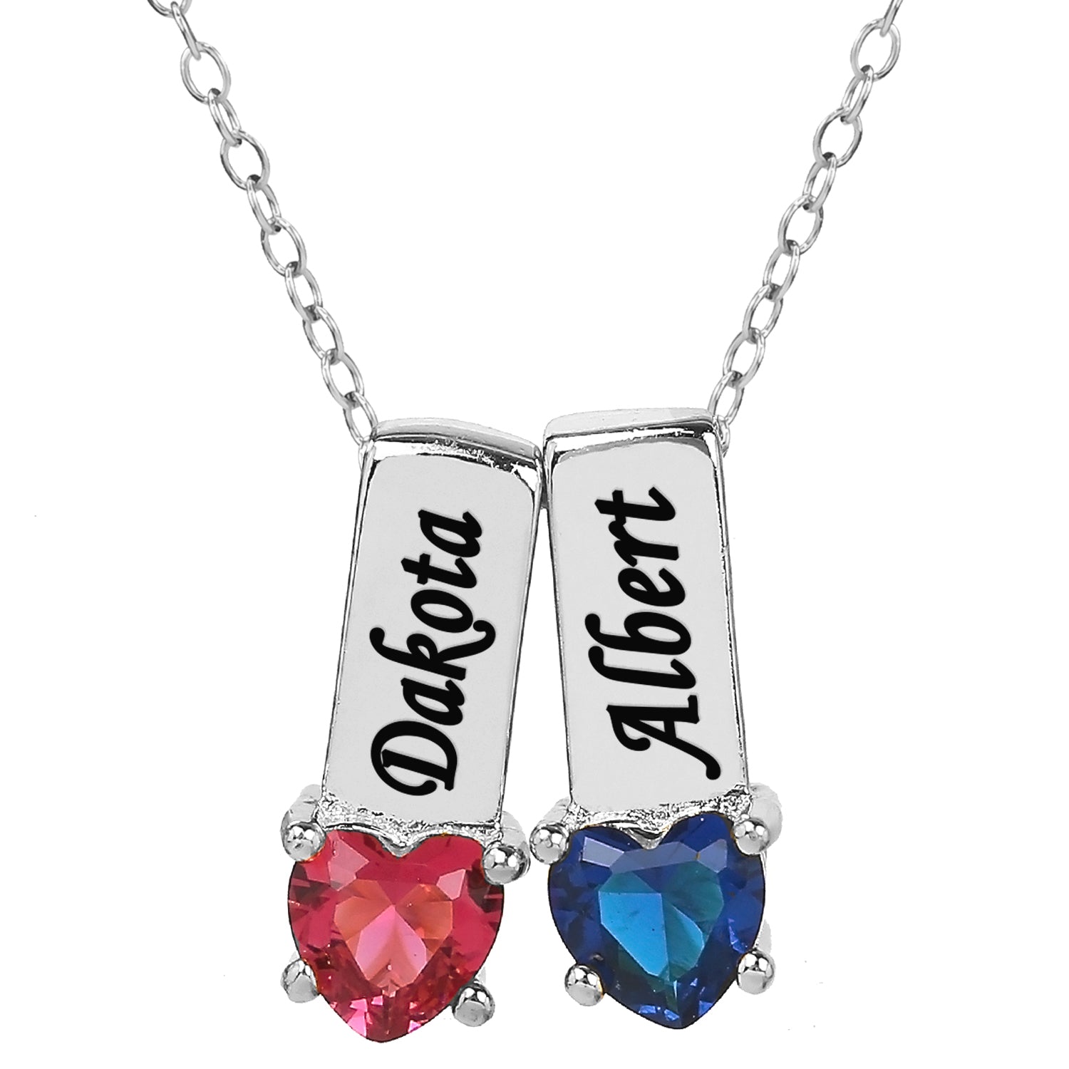 Mother's Necklace with Heart Shape Birthstone Charm