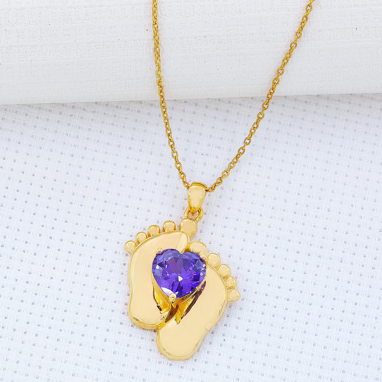 Baby Foot Birthstone Necklace