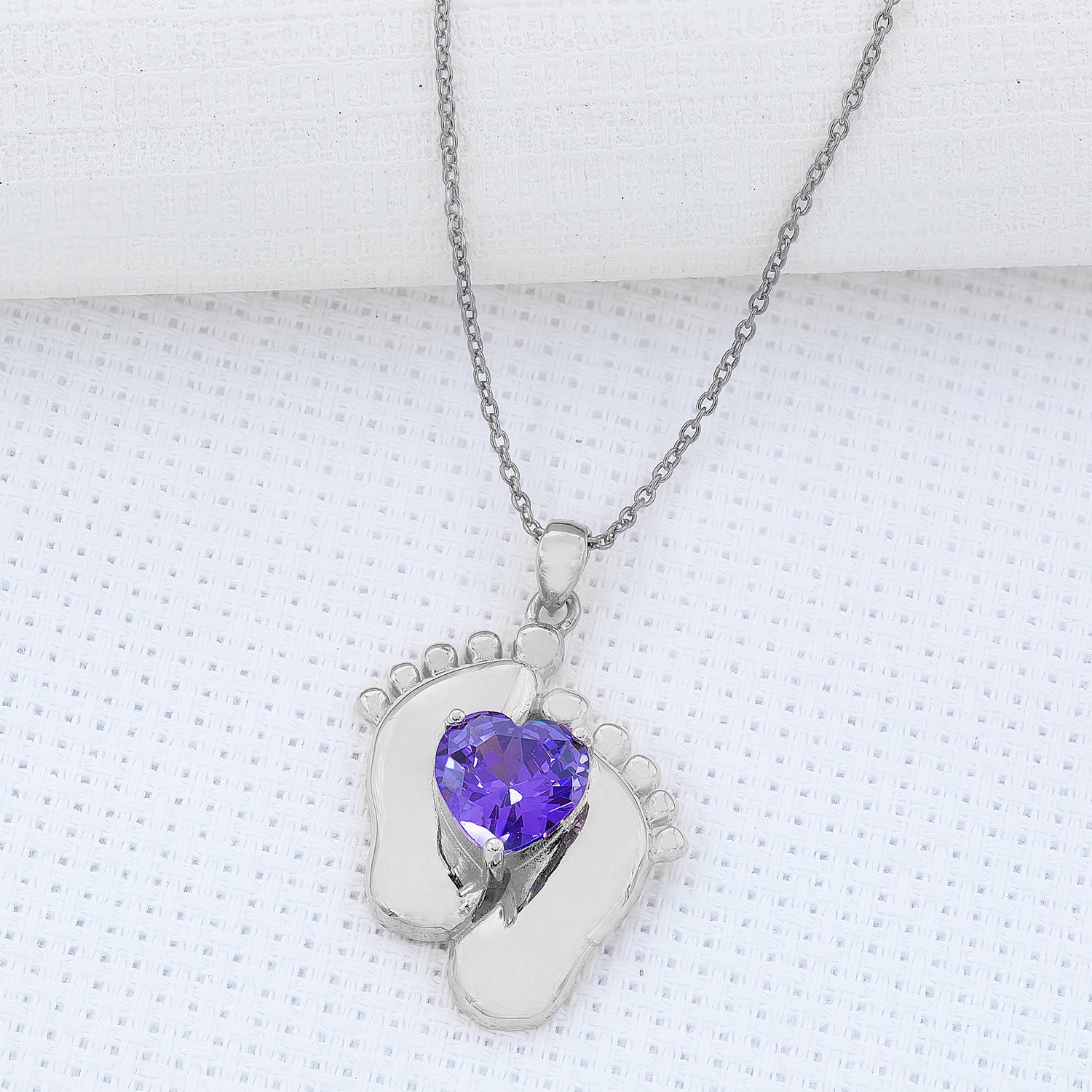 Baby Foot Birthstone Necklace