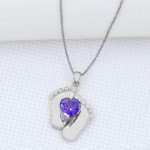Baby Foot Birthstone Necklace