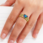 Heart Family Ring with Birthstones and Engraved Names