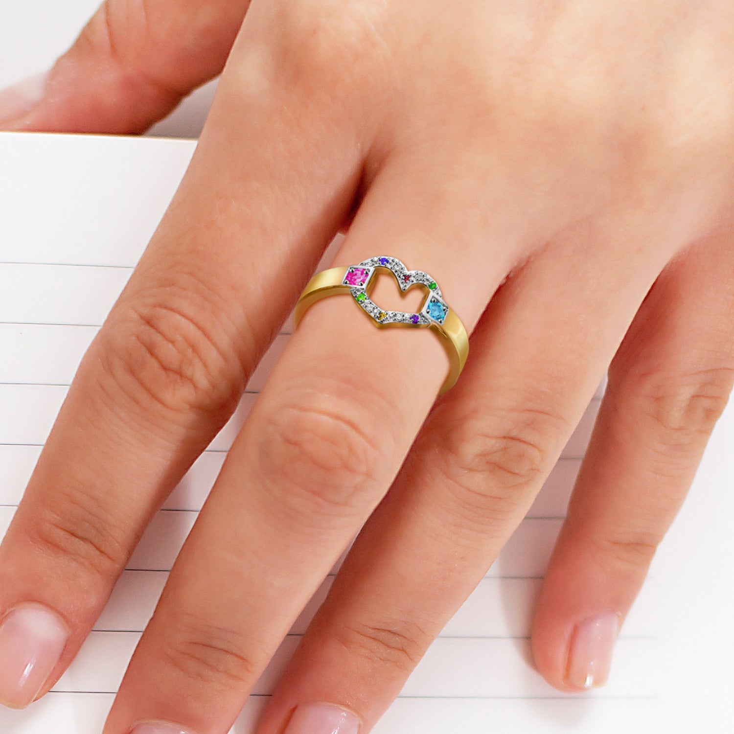 Heart Birthstones Ring