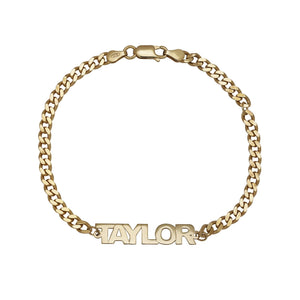 MINI NAMEPLATE BRACELET W/ CUBAN CHAIN