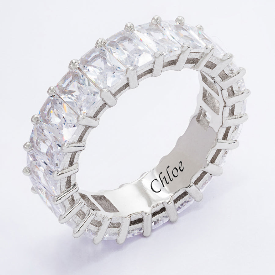 Engraved Name Cubic Zirconia Ring