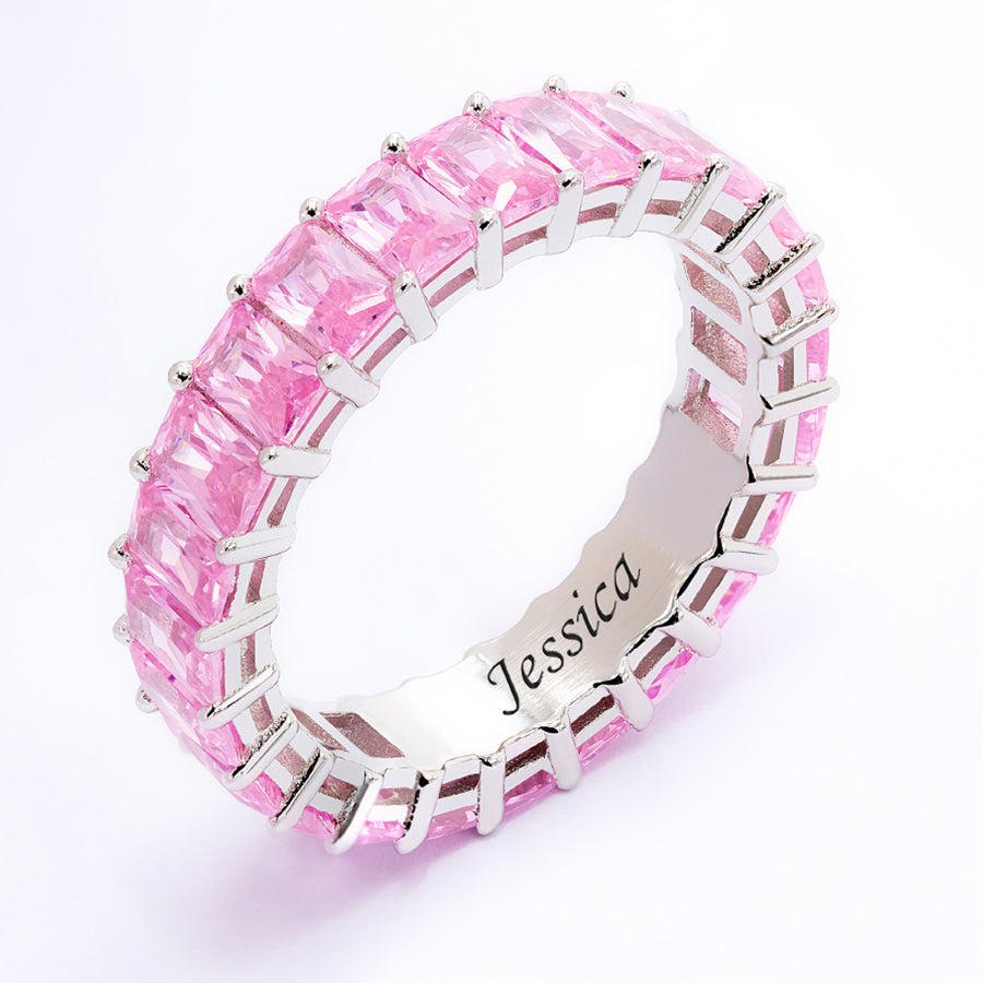 Engraved Name Cubic Zirconia Ring