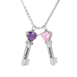 Mother's Necklace with Key Shape Birthstone Charm