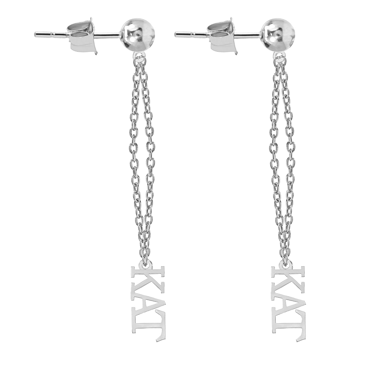 NAME DROP EARRINGS W/ LINK CHAIN