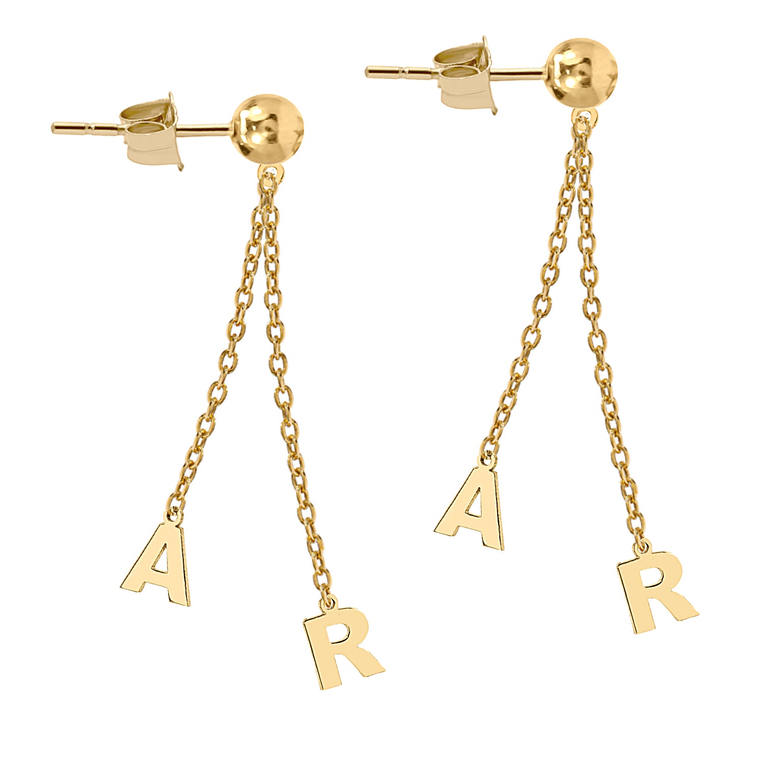 DOUBLE INITIAL DROP STUD EARRING