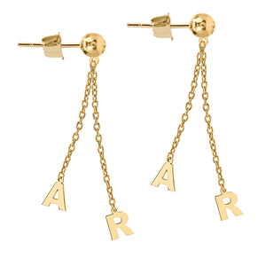 DOUBLE INITIAL DROP STUD EARRING