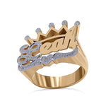 BEADED CROWN NAME RING