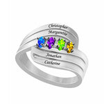 Family Ring with Birthstones & Engraved Names