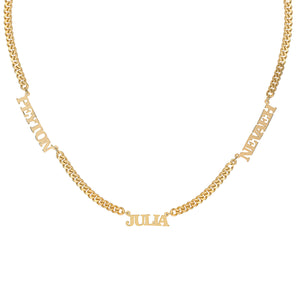 THREE NAME NECKLACE W/ CUBAN CHAIN