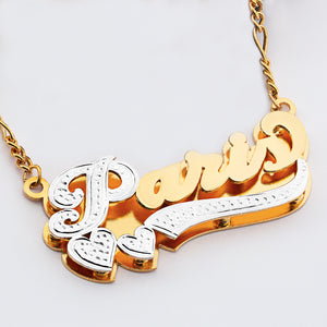 Name Necklace with two Hearts