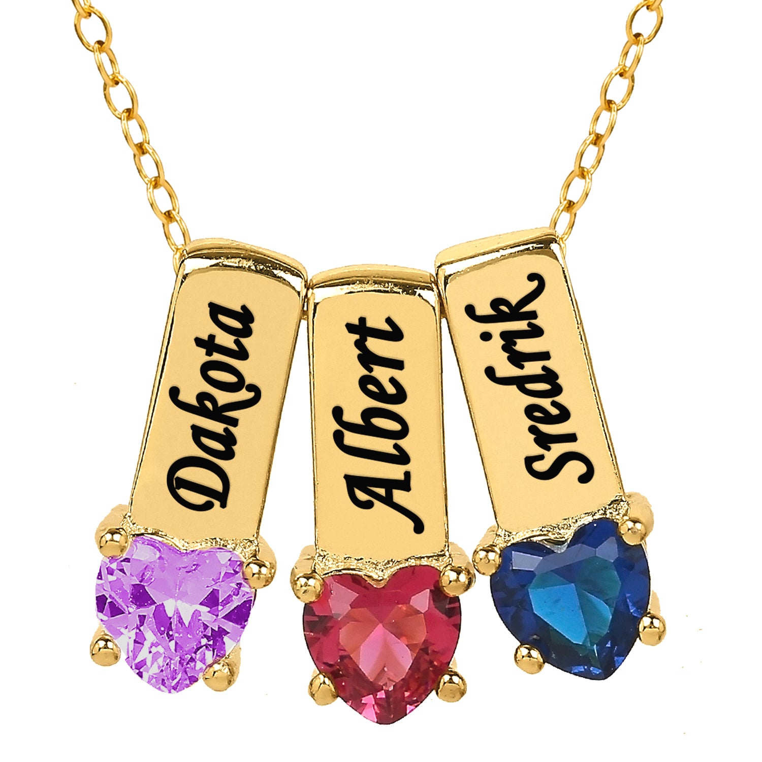 Mother's Necklace with Heart Shape Birthstone Charm