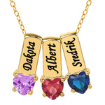 Mother's Necklace with Heart Shape Birthstone Charm