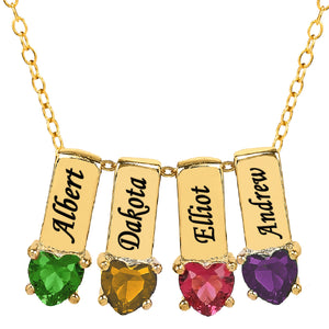 Mother's Necklace with Heart Shape Birthstone Charm