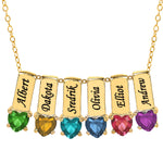 Mother's Necklace with Heart Shape Birthstone Charm