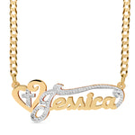 Double Name Necklace with Cross