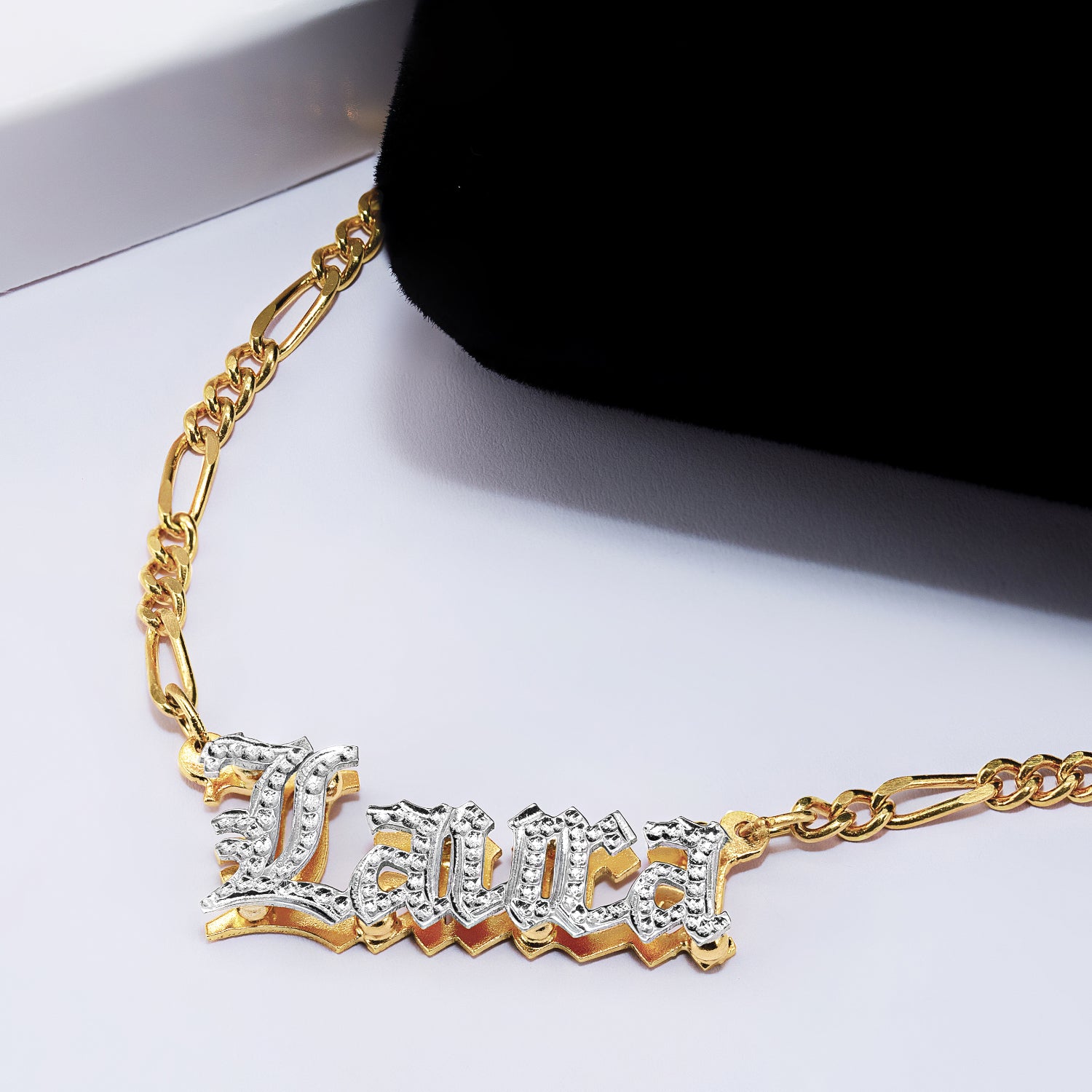 Double-Plated "Laura" Name Necklace with Beading