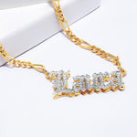 Double-Plated "Laura" Name Necklace with Beading