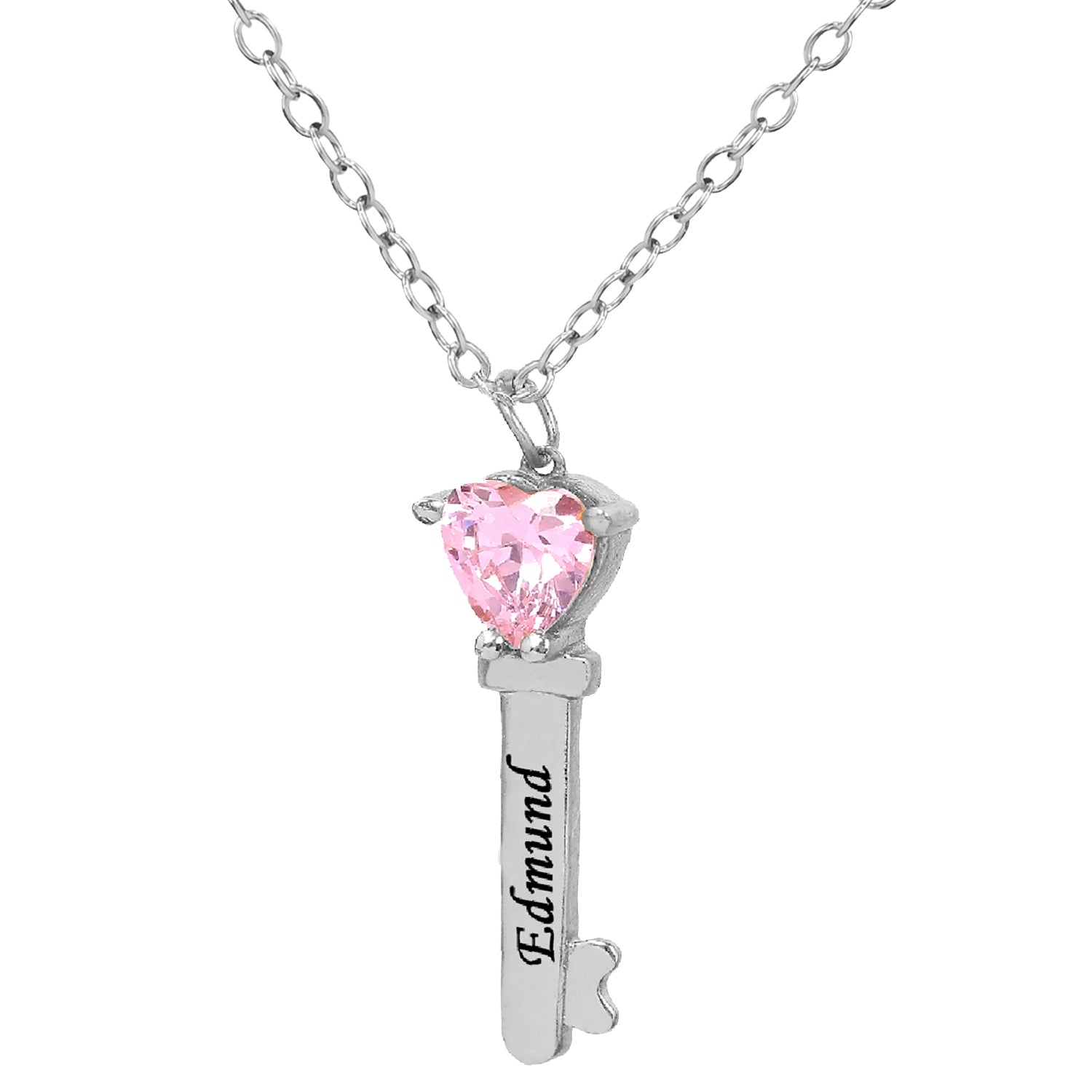 Mother's Necklace with Key Shape Birthstone Charm