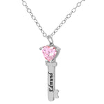 Mother's Necklace with Key Shape Birthstone Charm