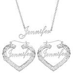 Heart Bamboo Earrings & Name Necklace Set