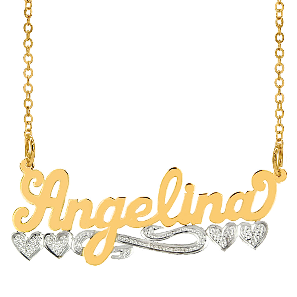 Hearts Single Name Plate Necklace