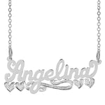Hearts Single Name Plate Necklace