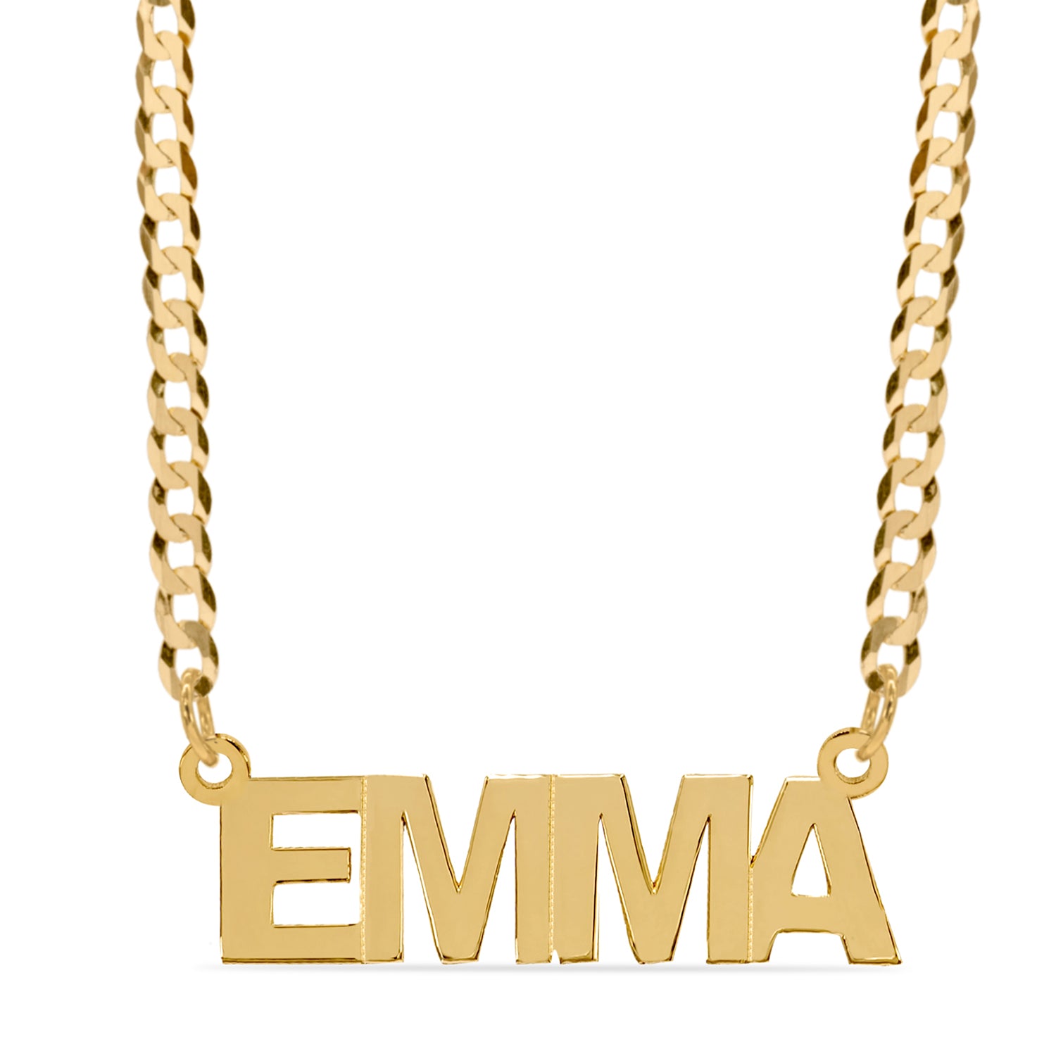 MINI NAMEPLATE NECKLACE W/ CUBAN CHAIN