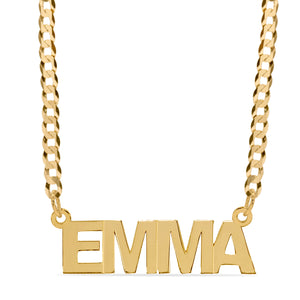 MINI NAMEPLATE NECKLACE W/ CUBAN CHAIN