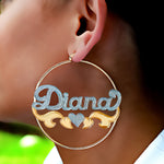 3" Hoop Name Earrings