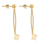 OLD ENGLISH INITIAL DROP STUD EARRINGS