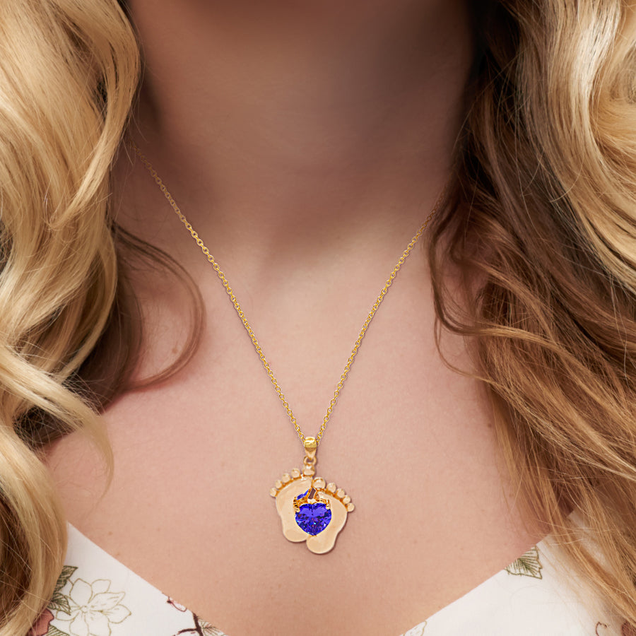 Baby Foot Birthstone Necklace