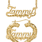 Personalized Set of Necklace and Bamboo Earrings