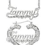 Personalized Set of Necklace and Bamboo Earrings