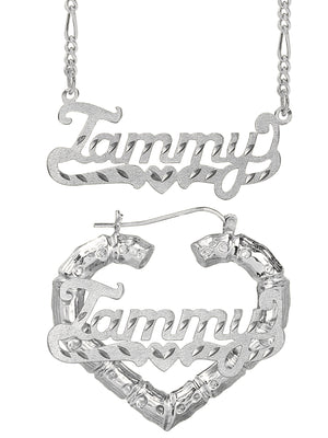Personalized Set of Necklace and Bamboo Earrings