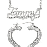 Personalized Set of Necklace and Bamboo Earrings