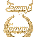 Personalized Set of Necklace and Bamboo Earrings