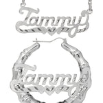 Personalized Set of Necklace and Bamboo Earrings
