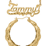 Personalized Set of Necklace and Bamboo Earrings