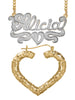 Personalized Set of Necklace and Heart-Shaped Bamboo Earrings