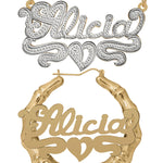 Personalized Set of Necklace and Bamboo Earrings